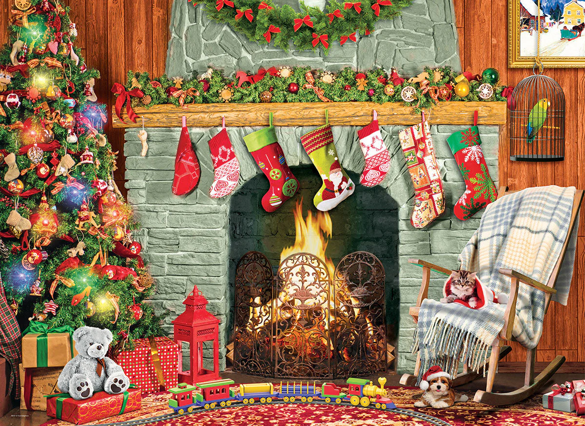 Puzzle: Family Oversize Puzzles - Christmas by the Fireplace - Image 2