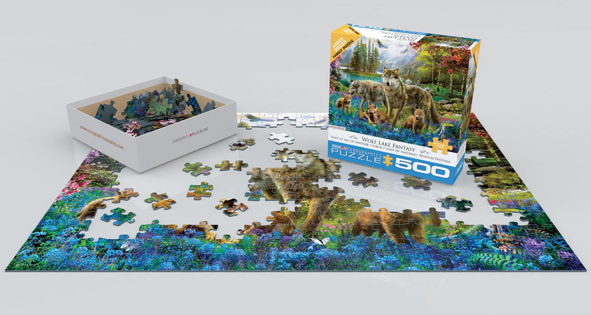 Puzzle: Family Oversize Puzzles - Wolf Lake Fantasy - Image 2