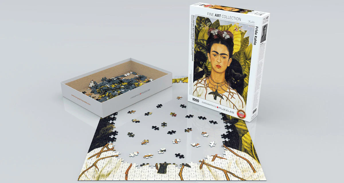 Puzzle: Fine Art Masterpieces - Self-Portrait with Thorn Necklace and Hummingbird by Frida Kahlo - Image 2