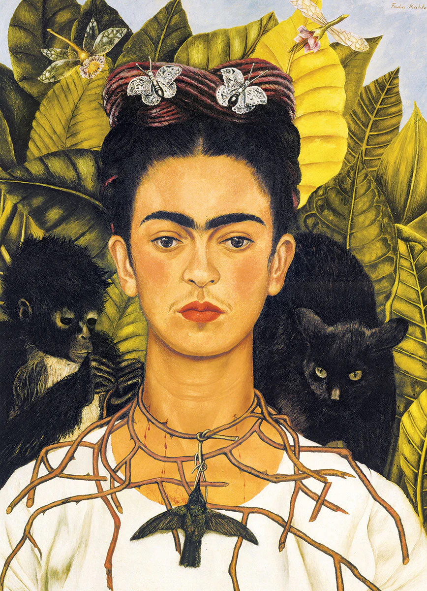 Puzzle: Fine Art Masterpieces - Self-Portrait with Thorn Necklace and Hummingbird by Frida Kahlo - Image 3