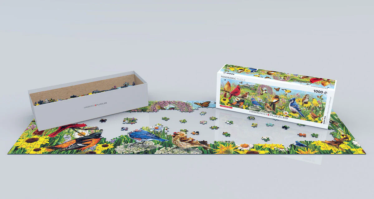Puzzle: Panoramic Puzzles - Garden Birds Panoramic by Greg Giordano - Image 2