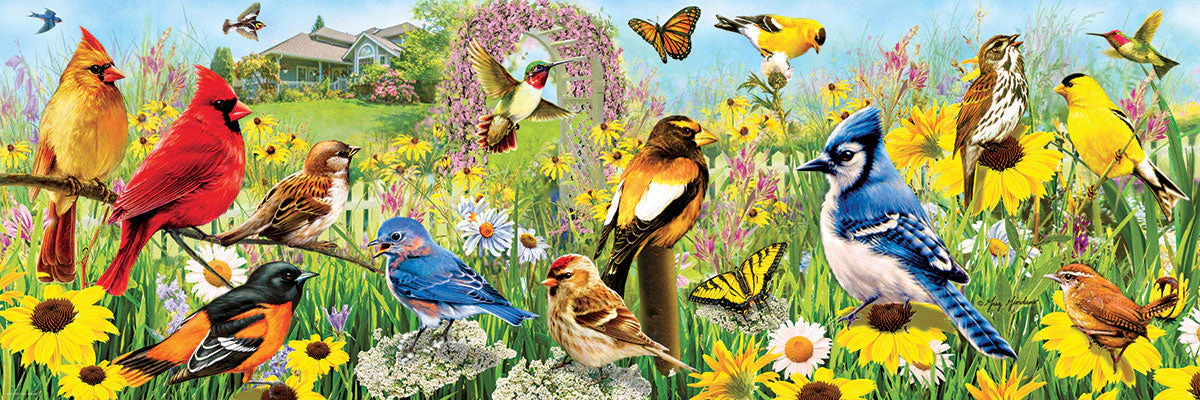 Puzzle: Panoramic Puzzles - Garden Birds Panoramic by Greg Giordano - Image 3