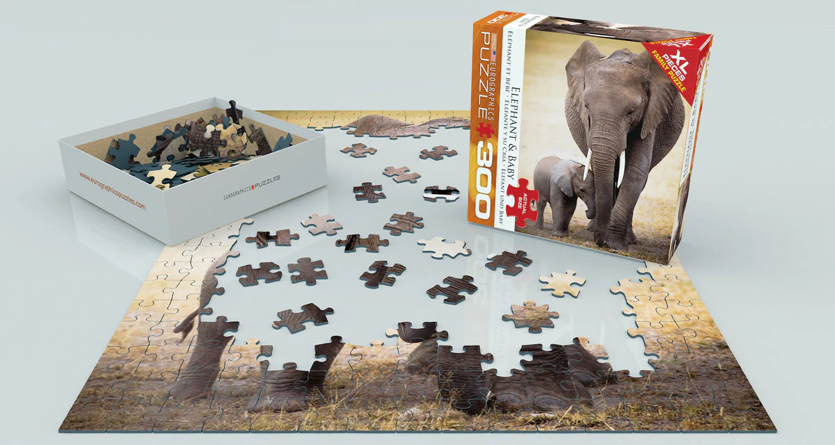 Puzzle: Variety 300 Pieces - Elephant & Baby - Image 2