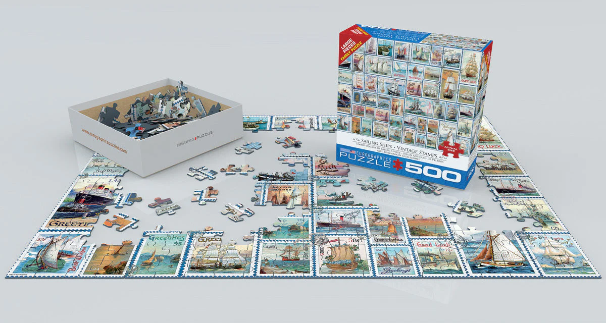 Puzzle: Variety 500 Pieces - Sailing Ships Vintage Stamps - Image 2