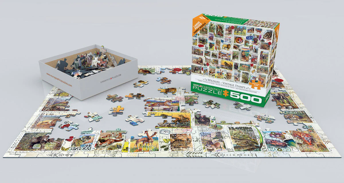 Puzzle: Variety 500 Pieces - Wildlife Vintage Stamps - Image 2