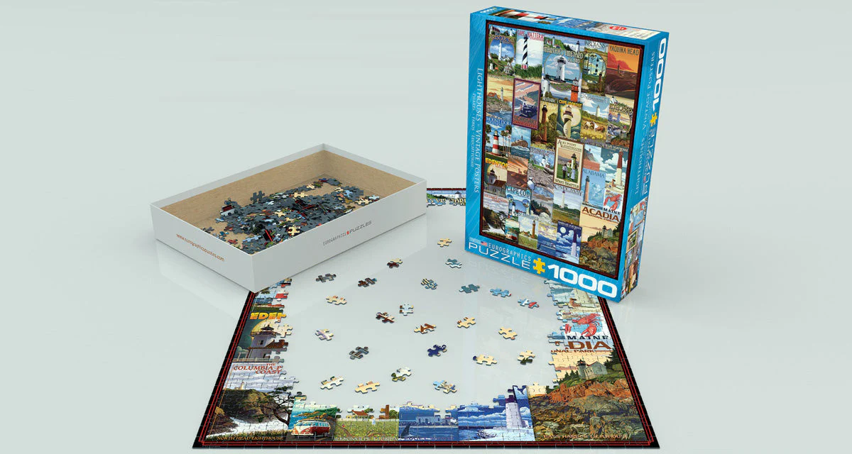 Puzzle: Vintage Art Collages - Lighthouses Vintage Posters - Image 2