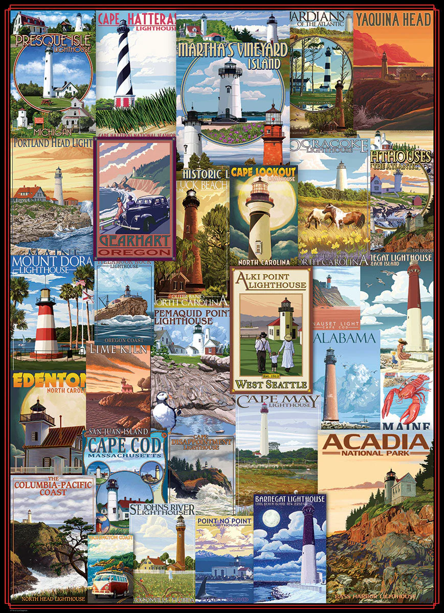 Puzzle: Vintage Art Collages - Lighthouses Vintage Posters - Image 3