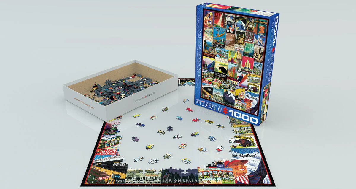 Puzzle: Vintage Art Collages - Travel USA Vintage Posters - Image 3