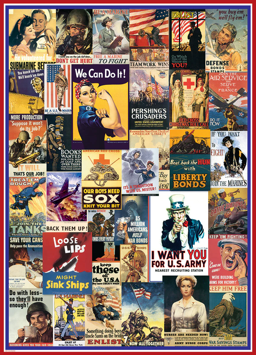 Puzzle: Vintage Art Collages - World War I & II Vintage Posters - Image 3