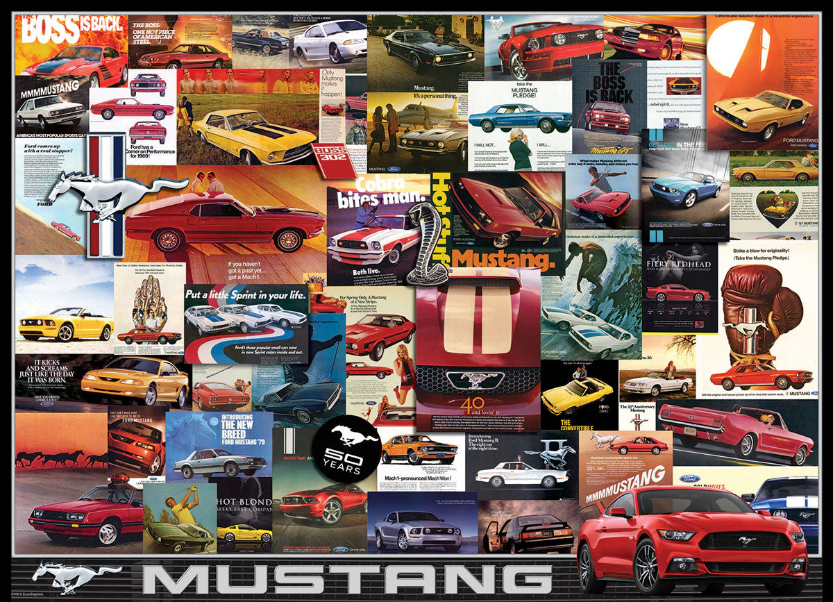 Puzzle: Vintage Car Art - Ford Mustang Advertising Collection - Image 2