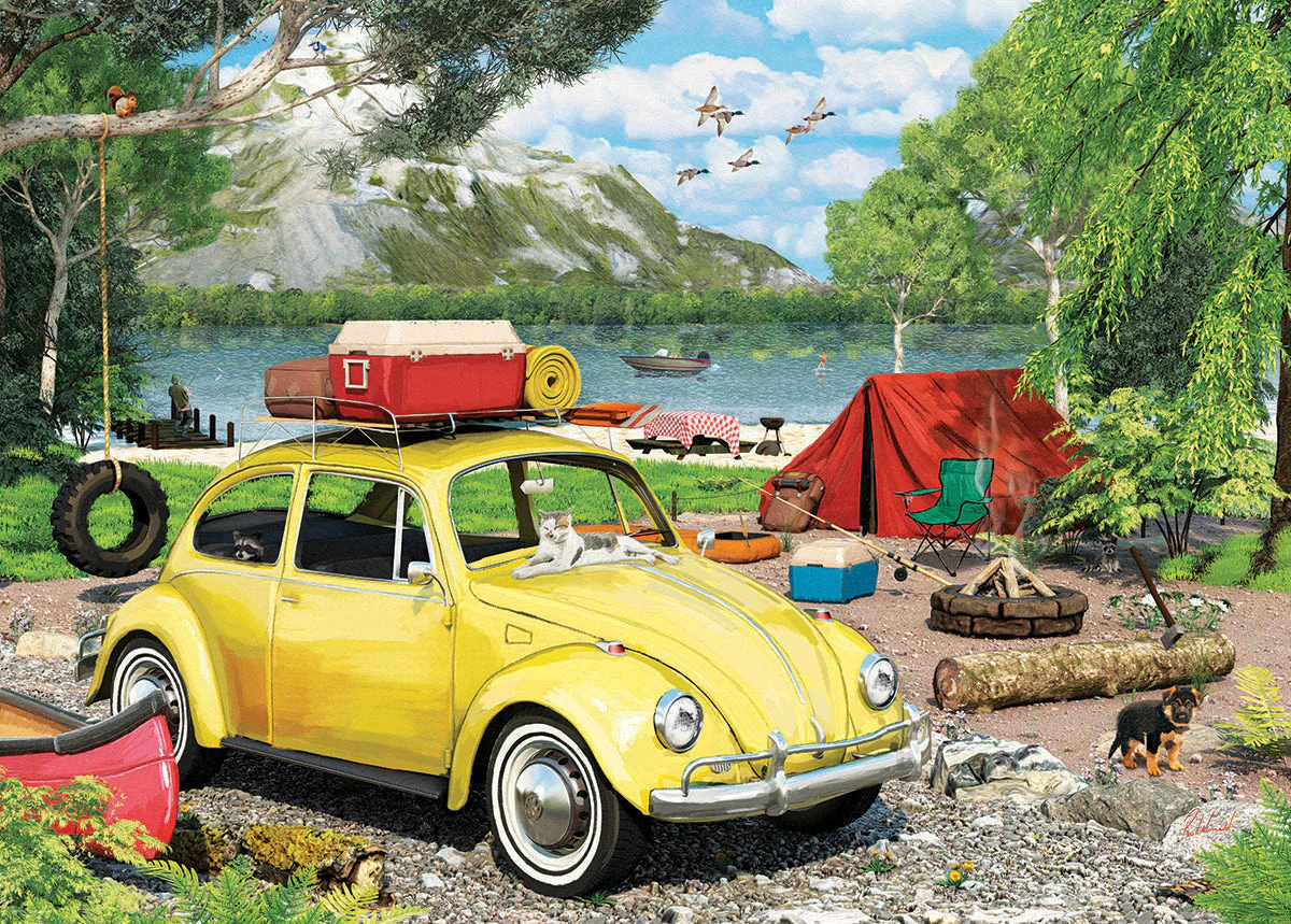 Puzzle: VW Beetle Camping Shaped Tin - Image 2