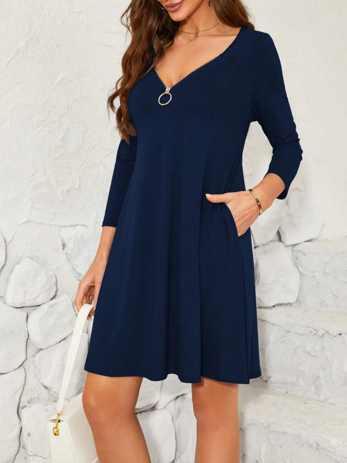 Quarter Zip Long Sleeve Dress - Image 3