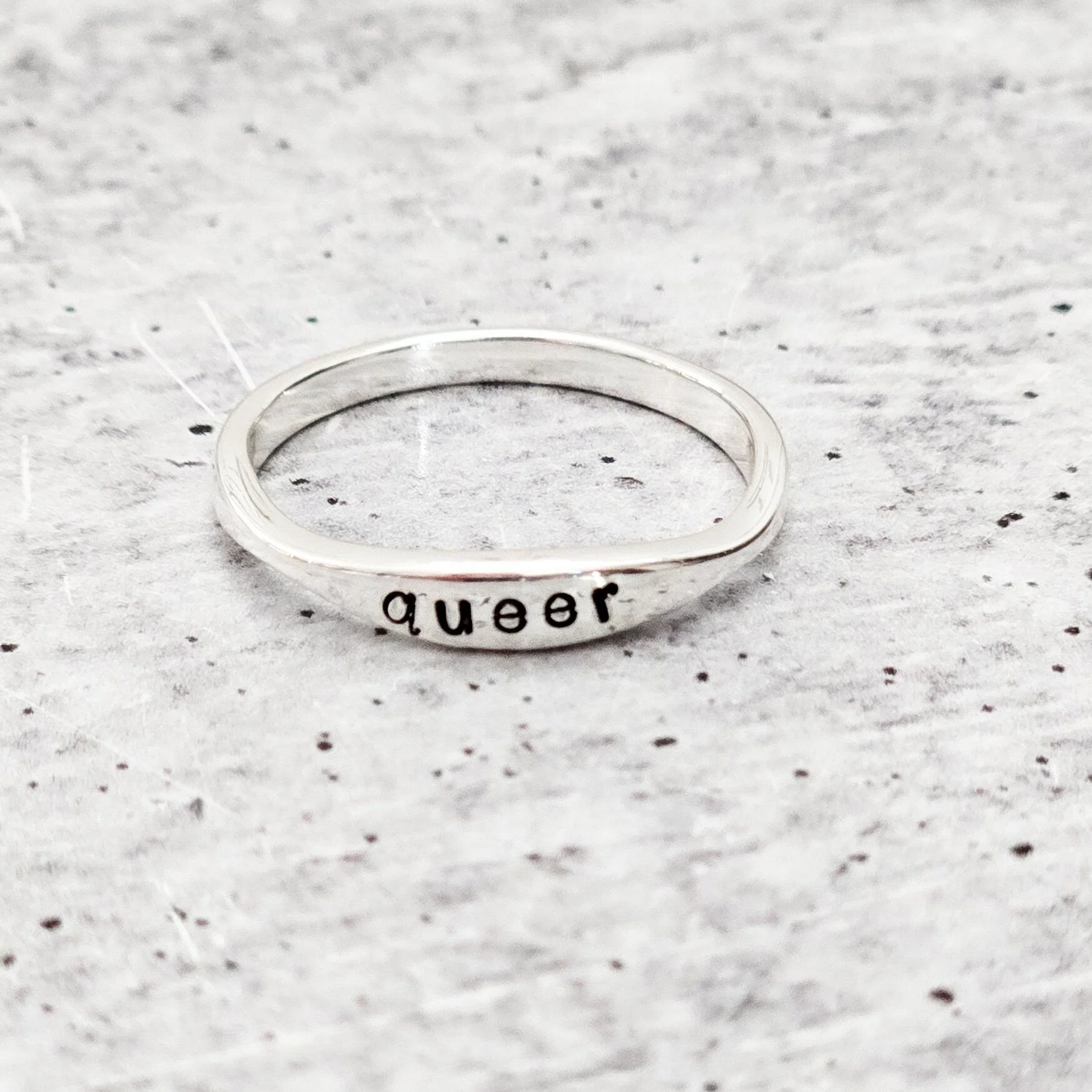QUEER Dainty Gold Plated or Sterling Silver Ring by Salt and Sparkle - Image 3