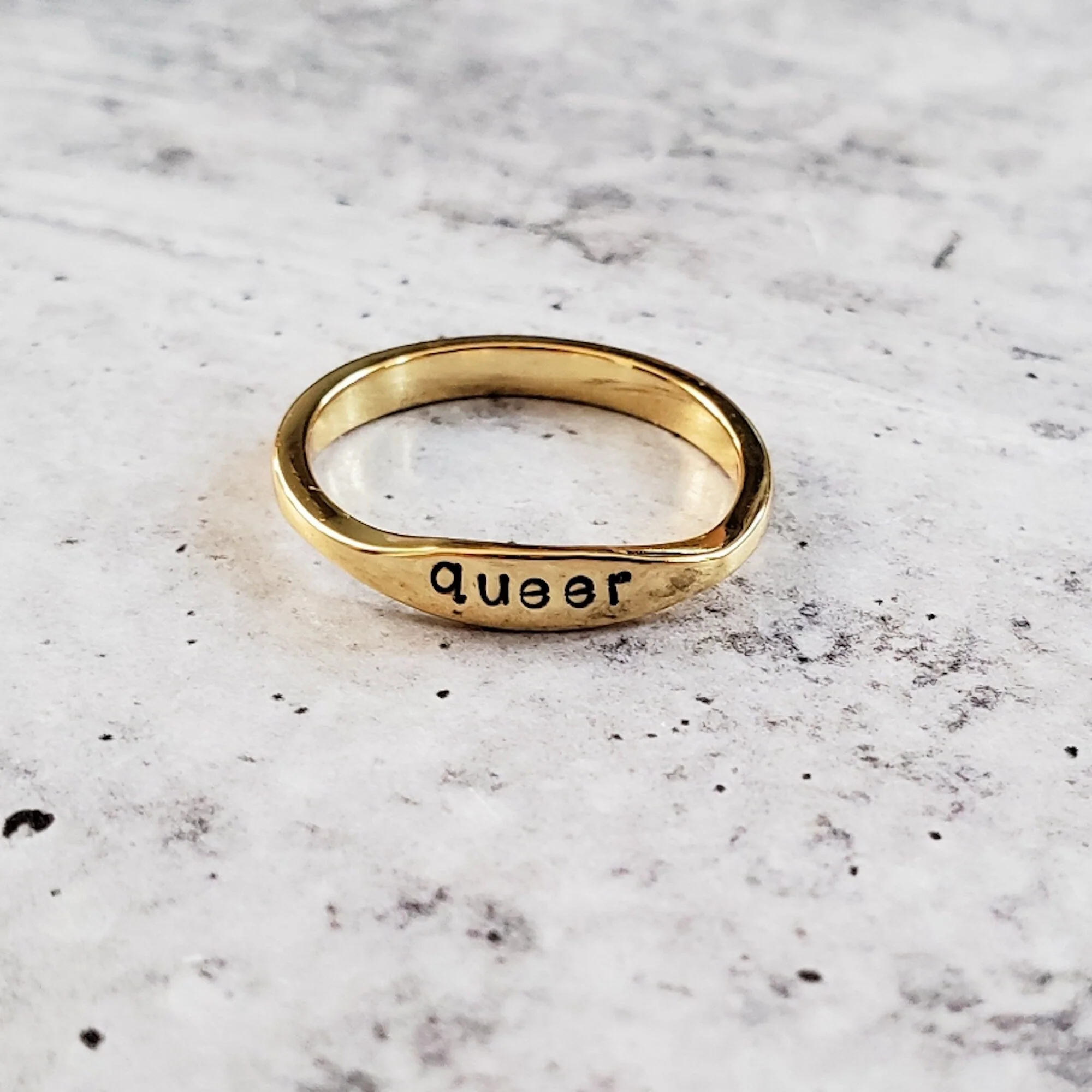 QUEER Dainty Gold Plated or Sterling Silver Ring by Salt and Sparkle - Image 6
