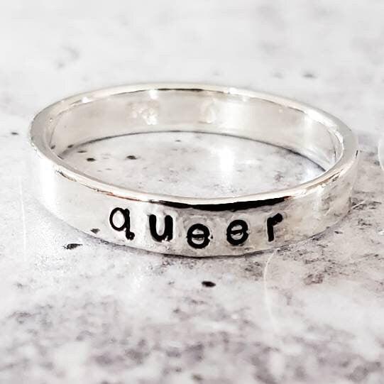 QUEER Skinny Band Ring by Salt and Sparkle - Image 2