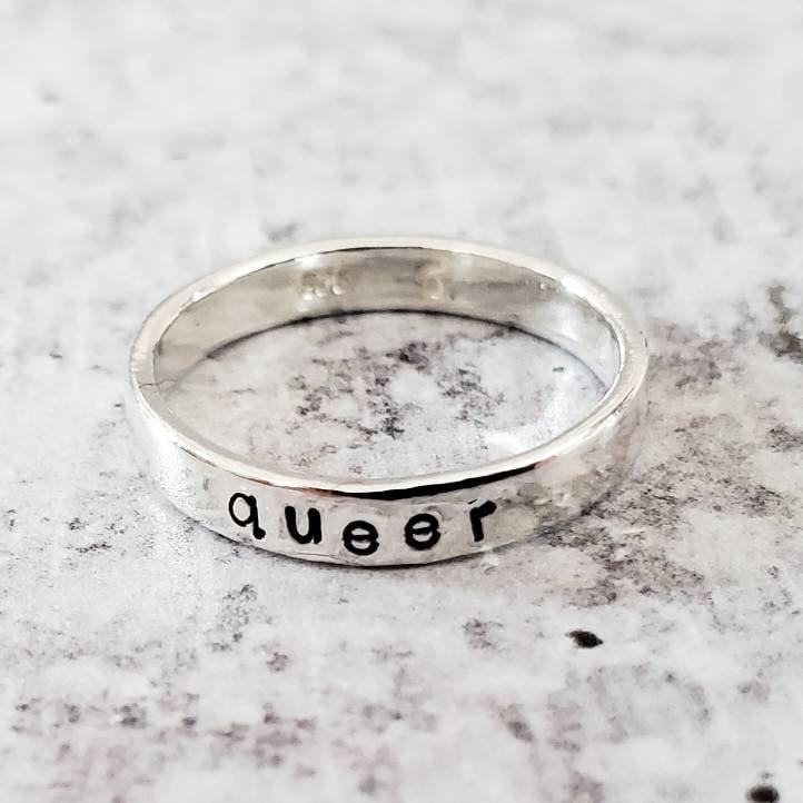 QUEER Skinny Band Ring by Salt and Sparkle - Image 4
