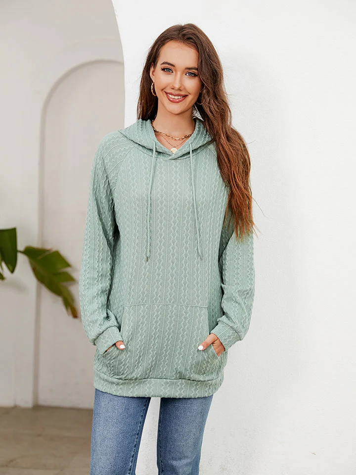 Raglan Sleeve Front Pocket Hoodie - Image 17