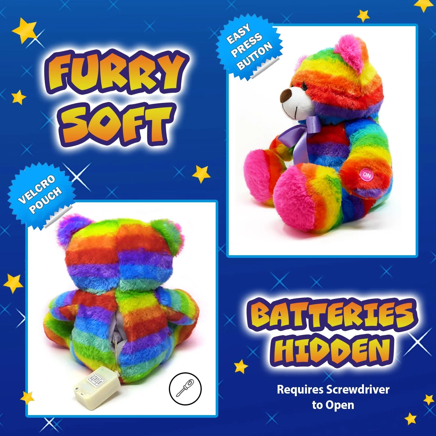 Rainbow Lites Teddy Bear Glow Plush LED Night Light Up Stuffed Animal 2 Pack Set (16 inch) by The Noodley - Image 5