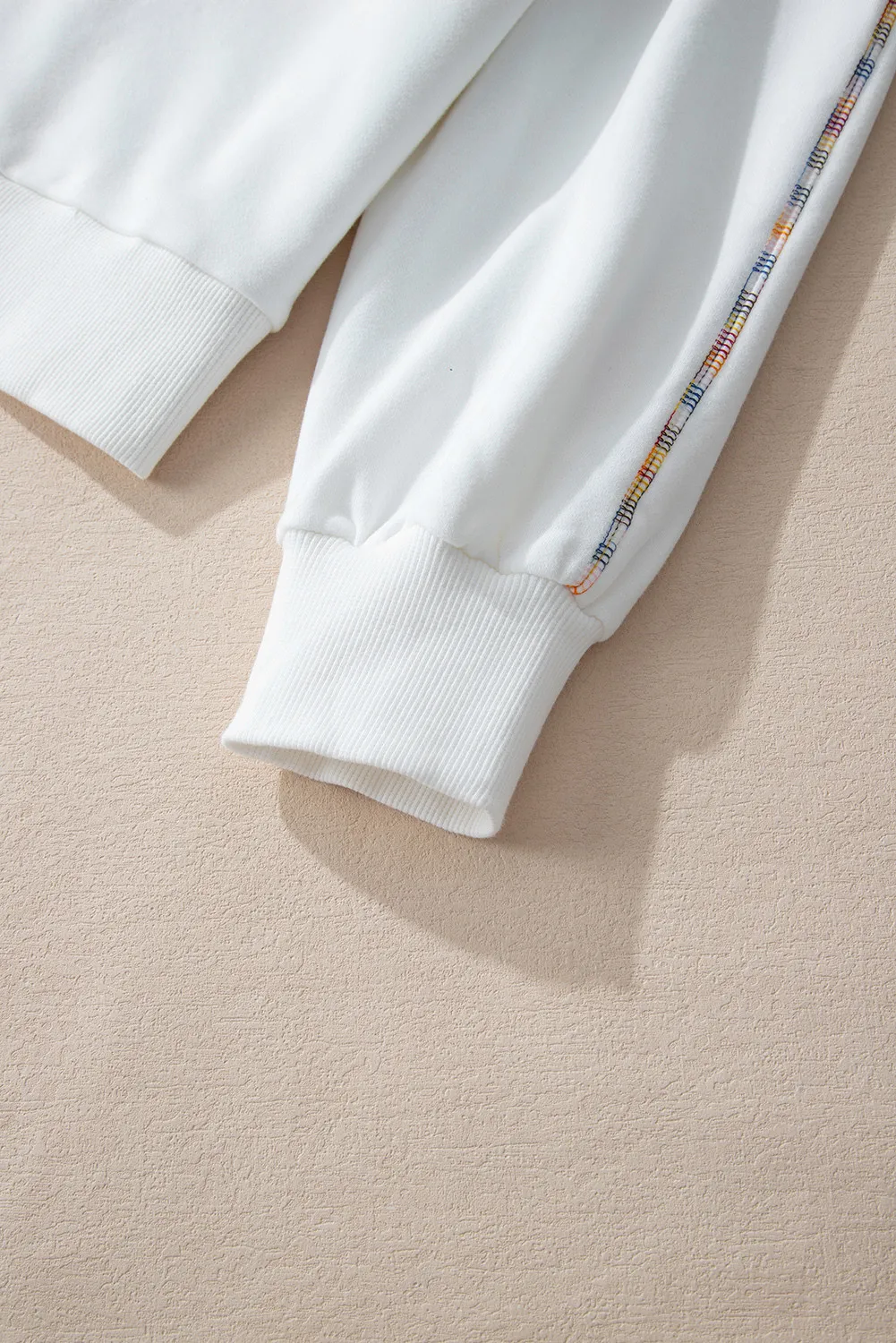 Rainbow Trim Round Neck Long Sleeve Sweatshirt - Image 6