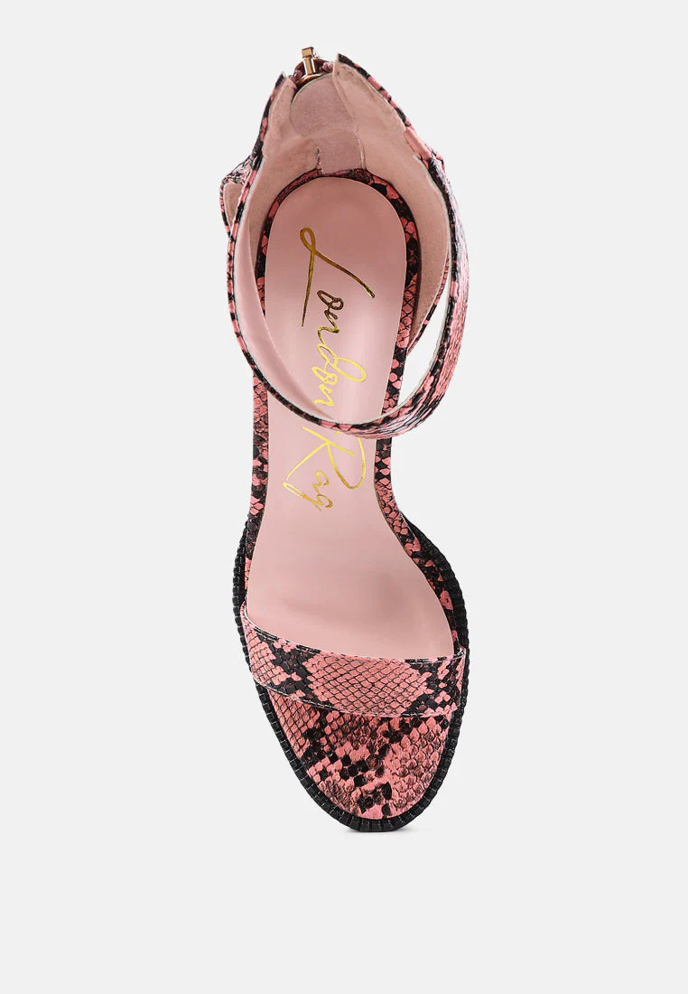 rattle snake print chunky high block heel sandals by London Rag - Image 10