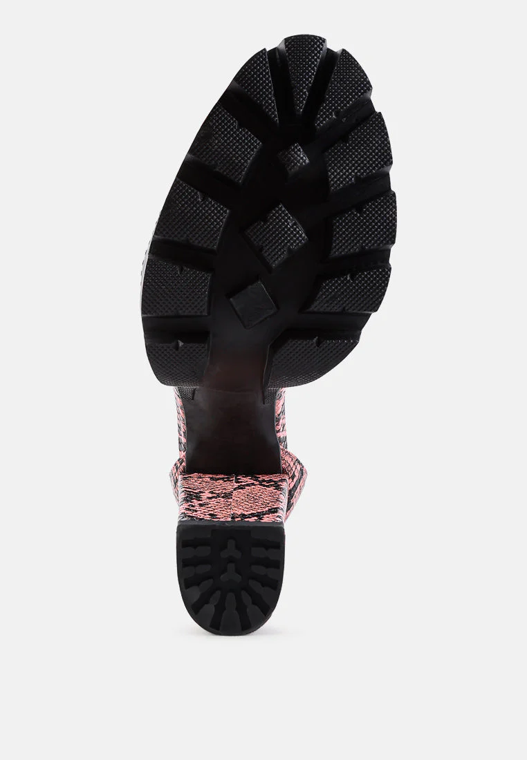 rattle snake print chunky high block heel sandals by London Rag - Image 11
