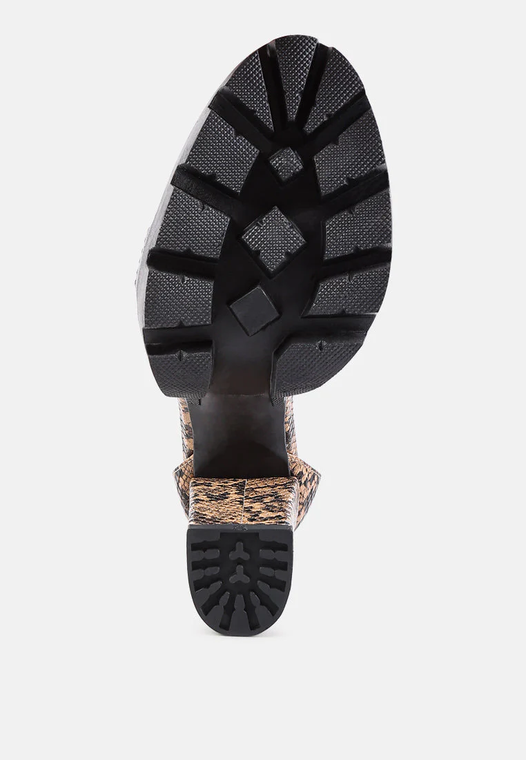 rattle snake print chunky high block heel sandals by London Rag - Image 5