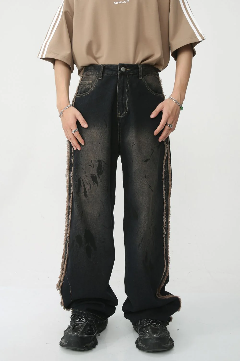 Raw Edge Mid Rise Men's Jeans - Image 4