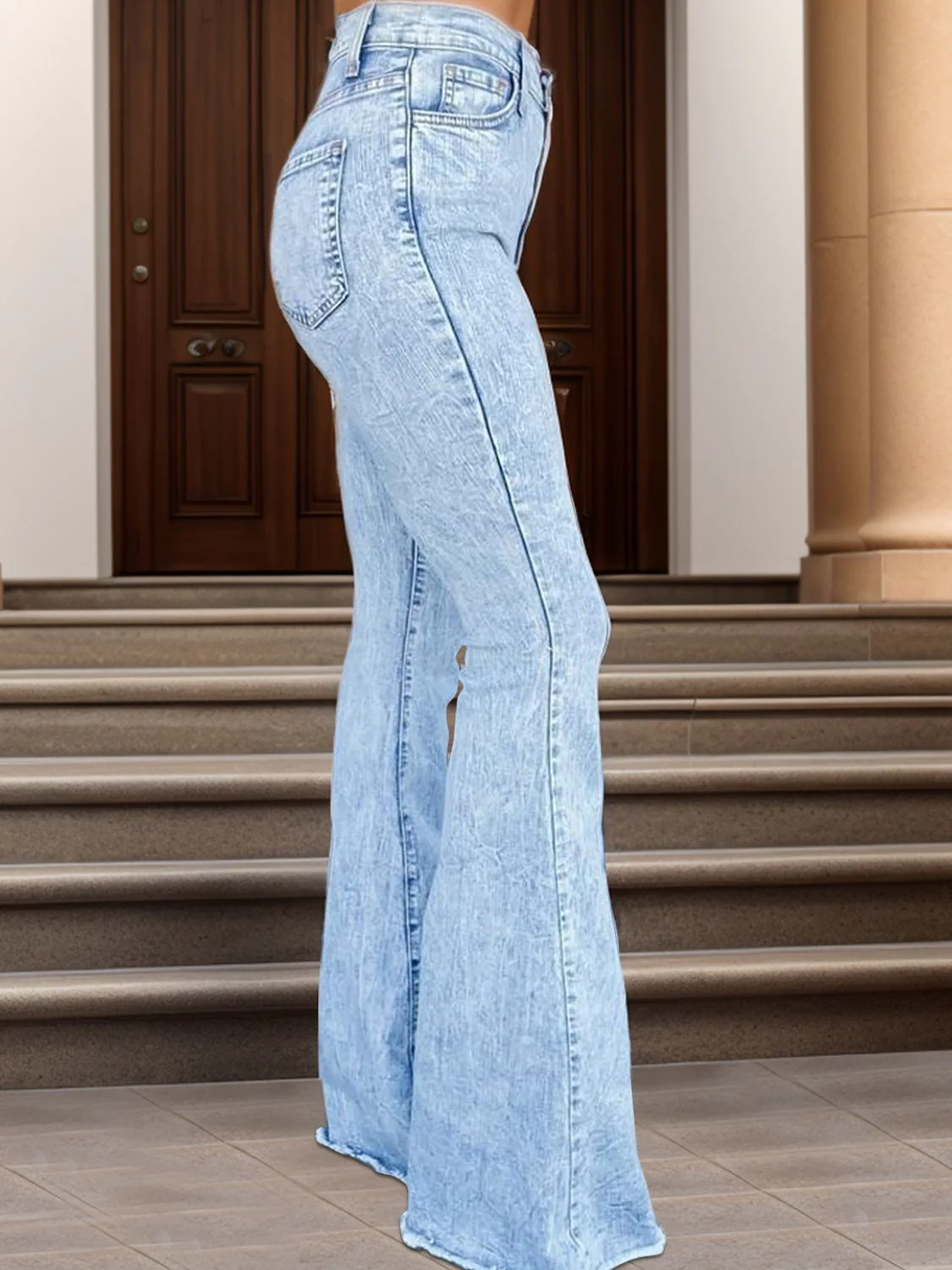 Raw Hem Bootcut Jeans - Image 2