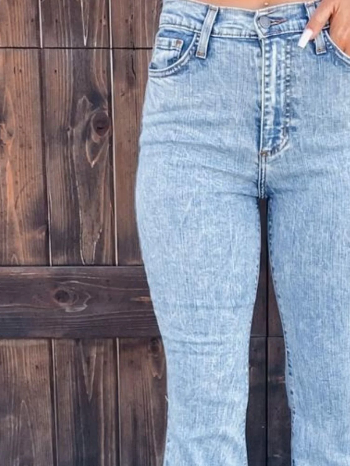 Raw Hem Bootcut Jeans - Image 3