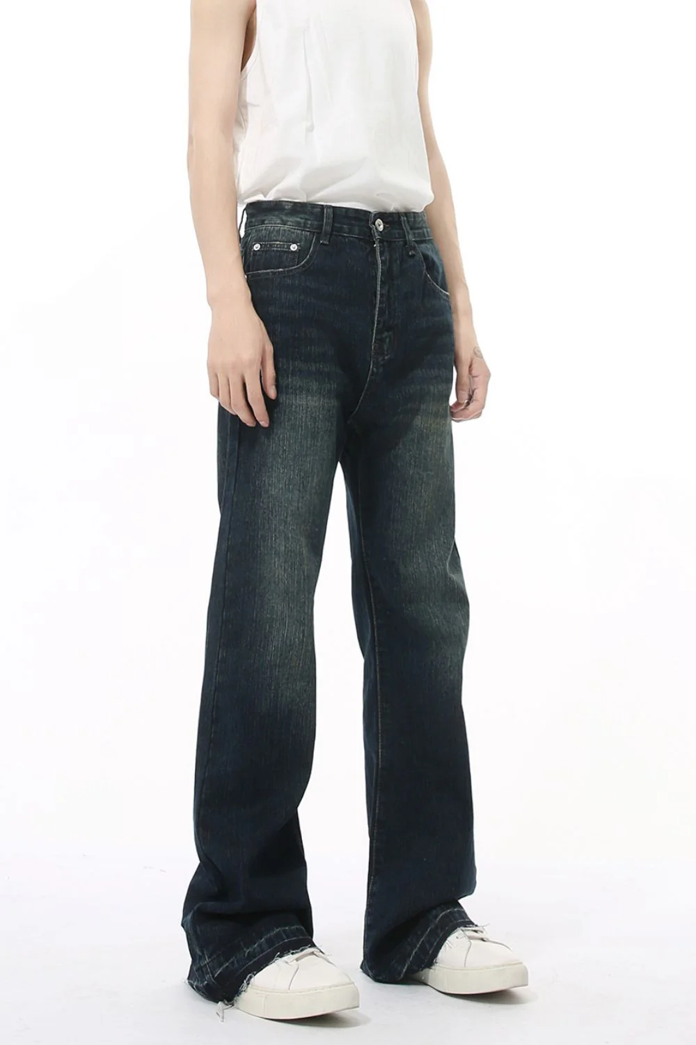Raw Hem Jeans with Pockets - Image 3