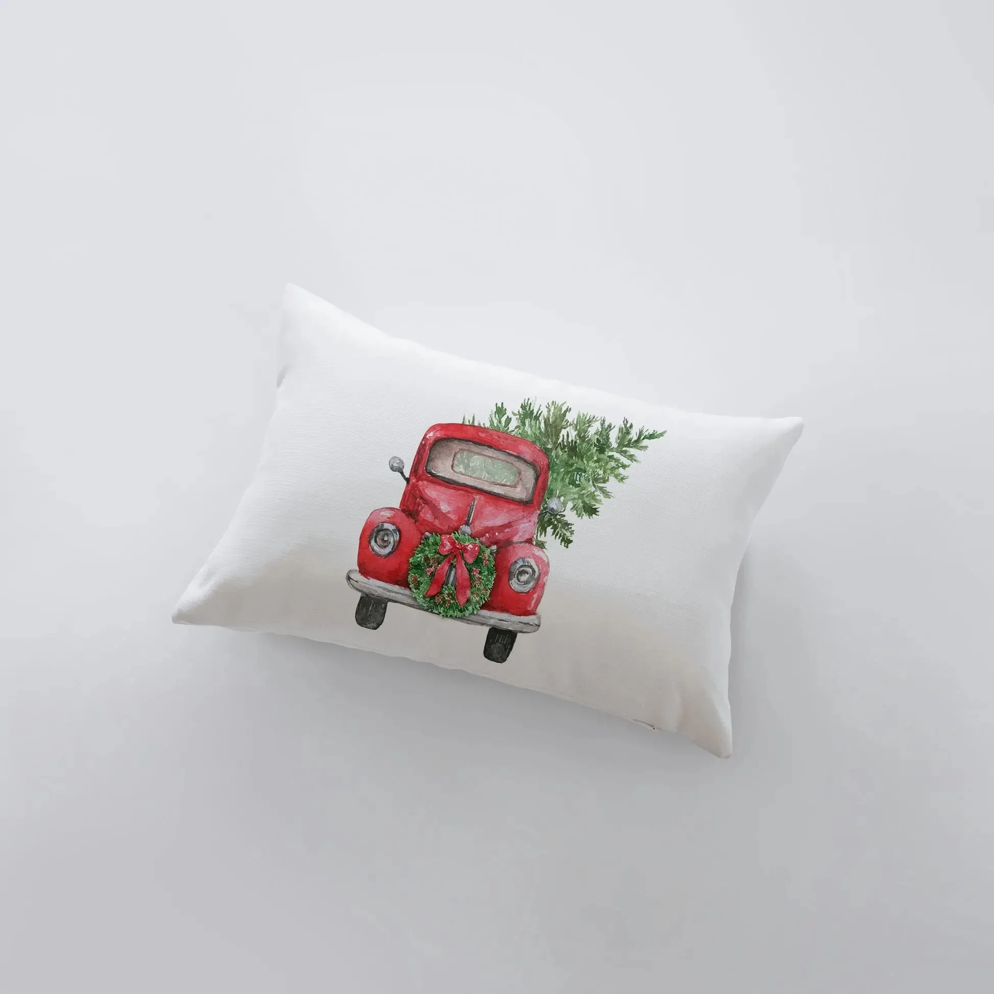 Red Christmas Truck | 18x12 | Wreath Pillow Cover | Red Truck | Christmas Decor | Throw Pillow | Home Decor | Room Decor | Sister Gift by UniikPillows - Image 3