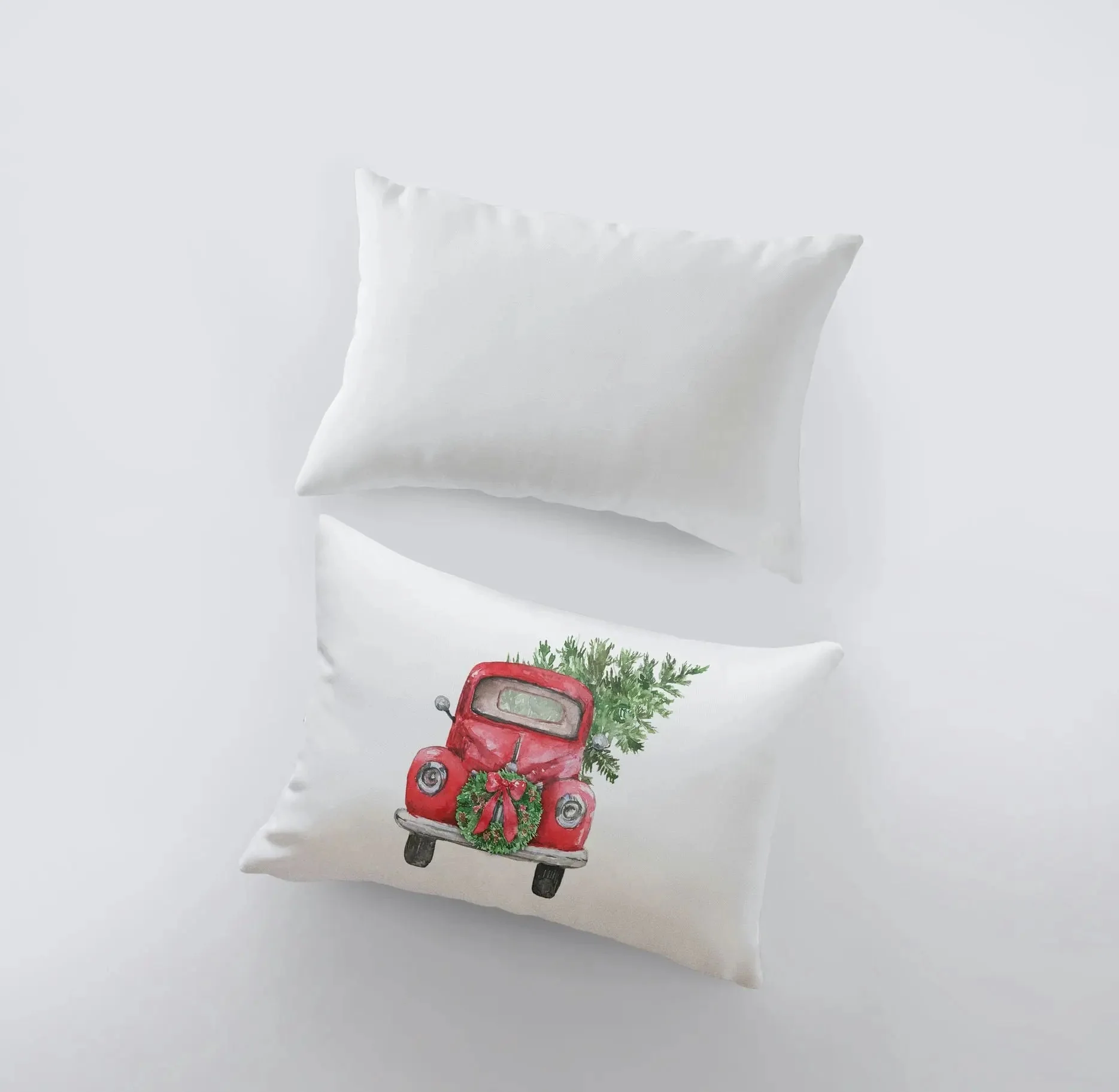 Red Christmas Truck | 18x12 | Wreath Pillow Cover | Red Truck | Christmas Decor | Throw Pillow | Home Decor | Room Decor | Sister Gift by UniikPillows - Image 4