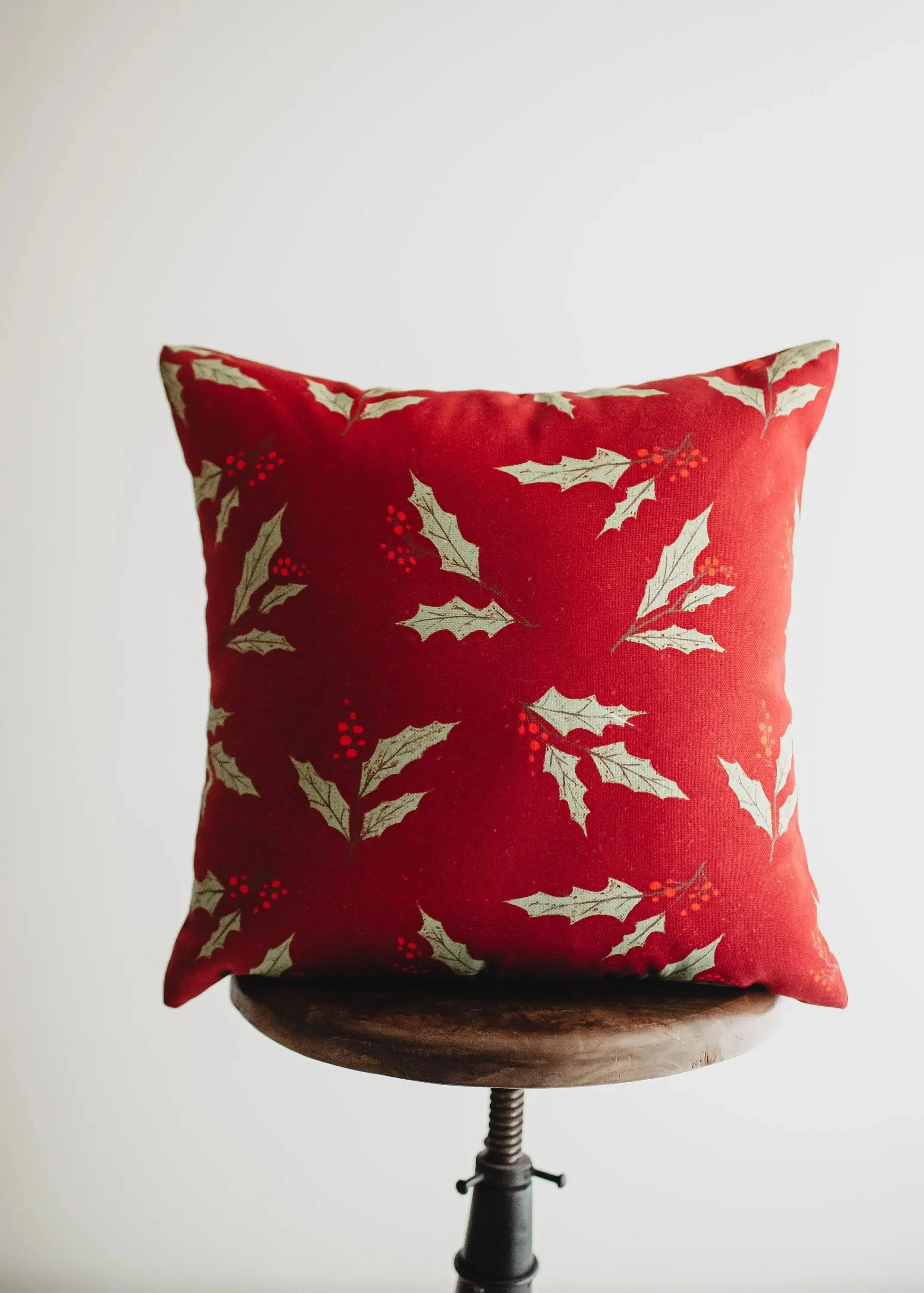 Red Happy Holiday Wreath Throw Pillow Cover | Rustic Christmas Decor | Christmas Gift | Home Decor Christmas | Decorative Pillows for Couch by UniikPillows - Image 2