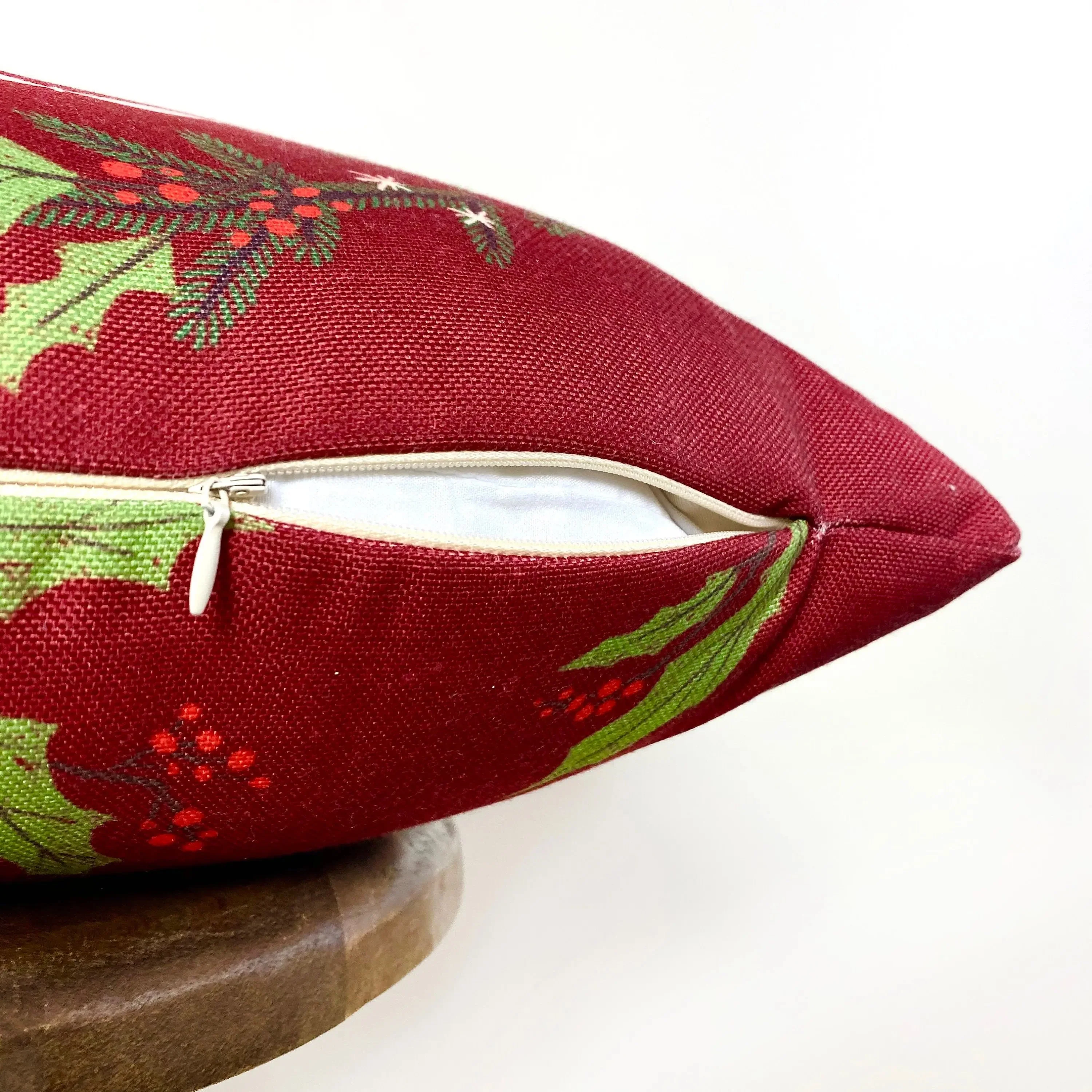 Red Happy Holiday Wreath Throw Pillow Cover | Rustic Christmas Decor | Christmas Gift | Home Decor Christmas | Decorative Pillows for Couch by UniikPillows - Image 4