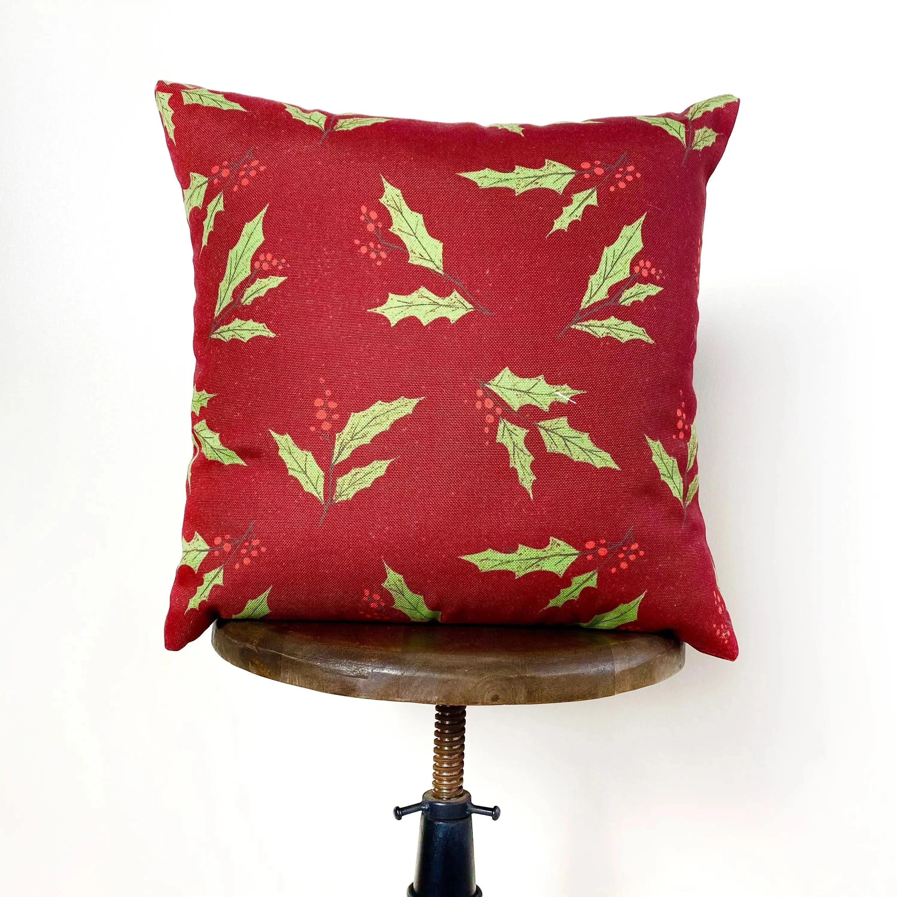 Red Happy Holiday Wreath Throw Pillow Cover | Rustic Christmas Decor | Christmas Gift | Home Decor Christmas | Decorative Pillows for Couch by UniikPillows - Image 7