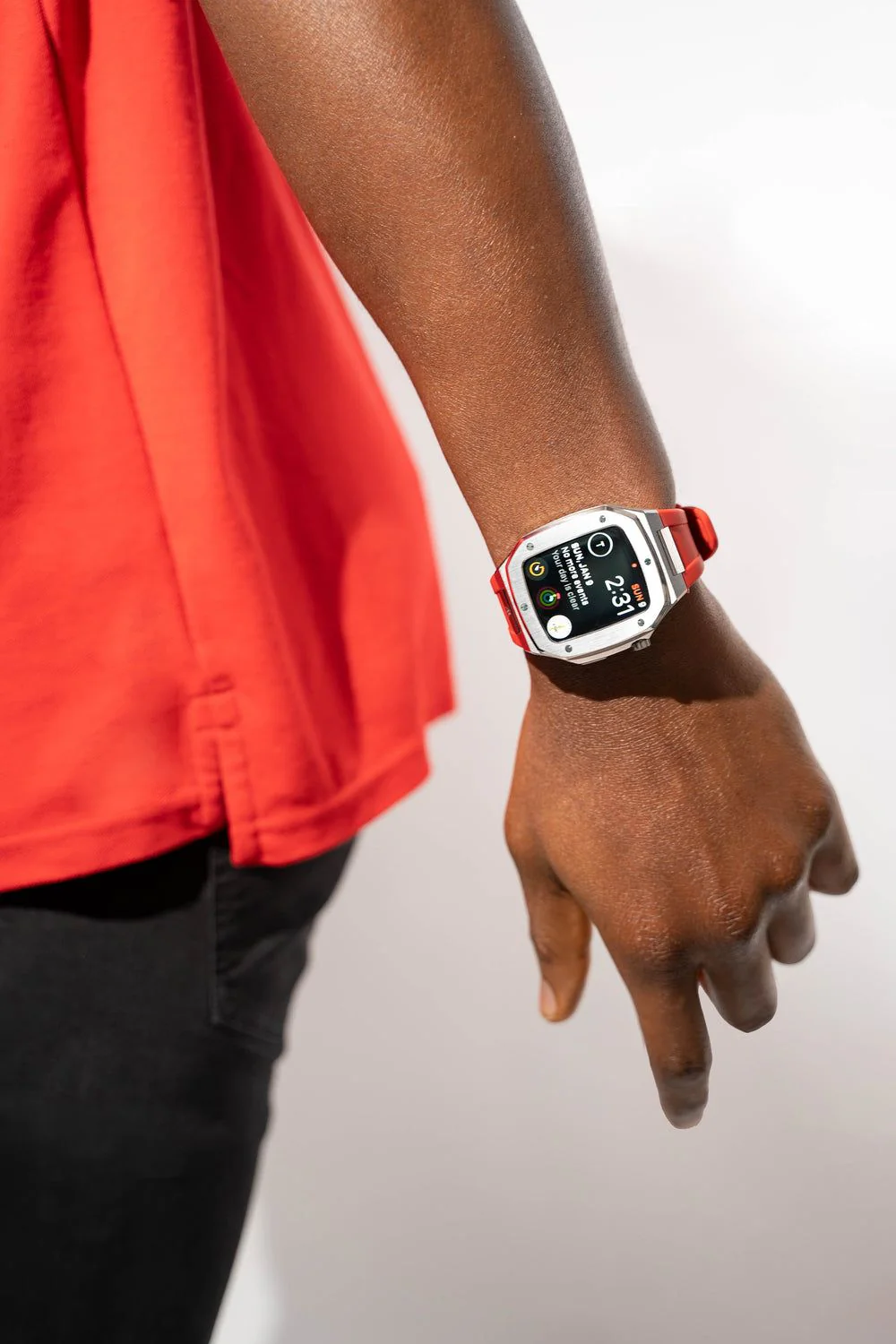 red rubber smartwatch case strap by ASOROCK WATCHES - Image 2