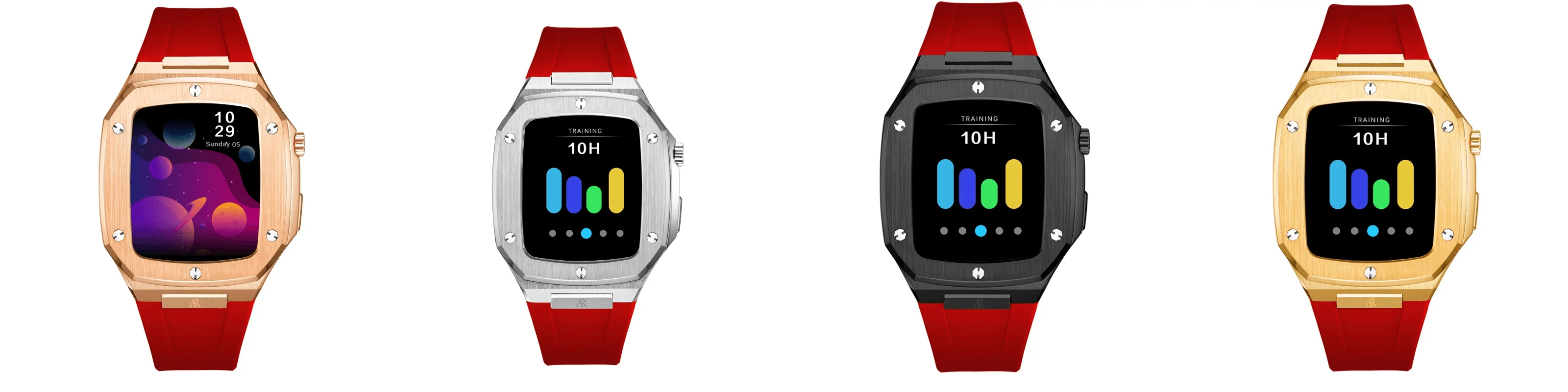 red rubber smartwatch case strap by ASOROCK WATCHES - Image 3