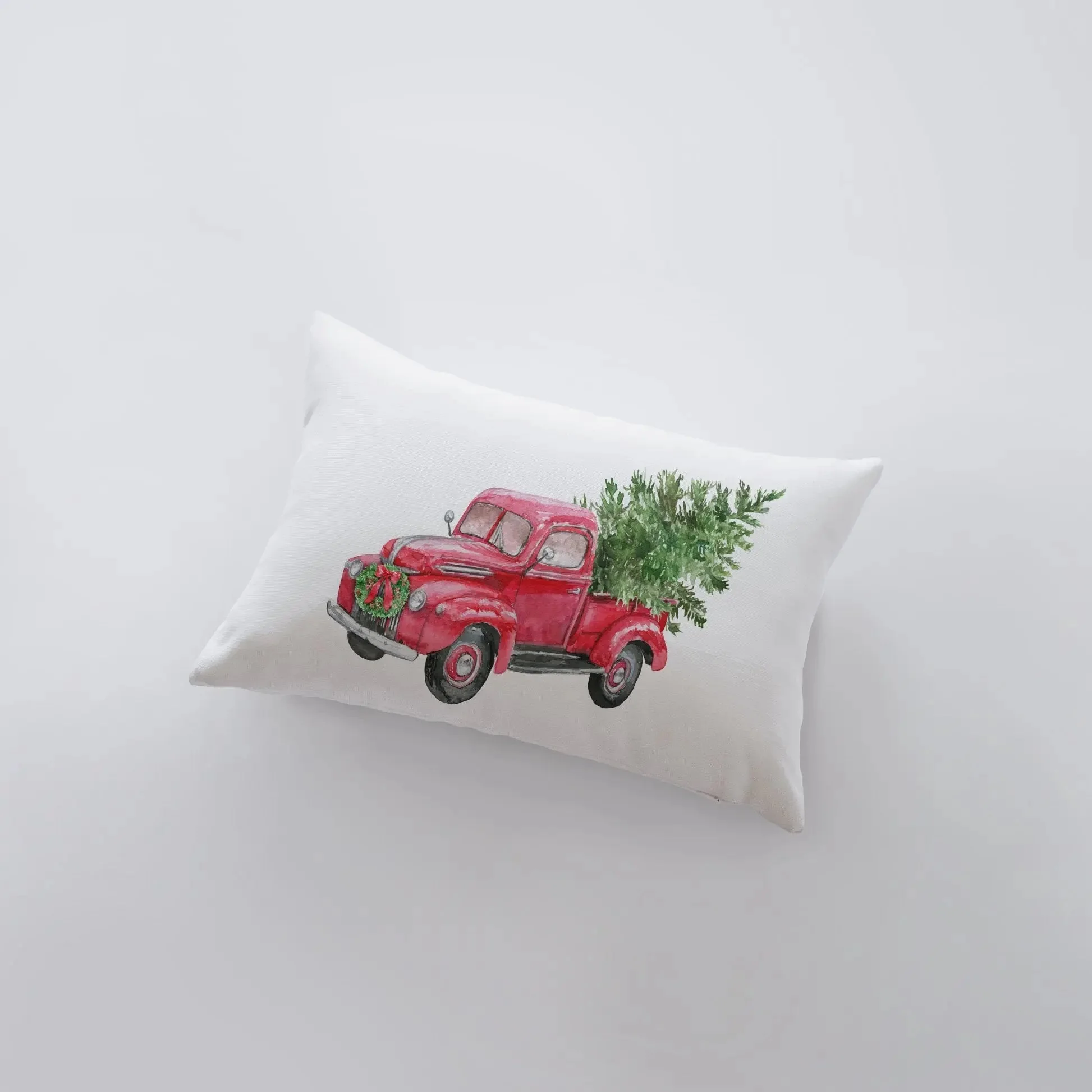 Red Truck with  Christmas Tree | Christmas Decor | Throw Pillow | Home Decor | Primitive Decor | Primitive Christmas Decor | Christmas Gifts by UniikPillows - Image 3