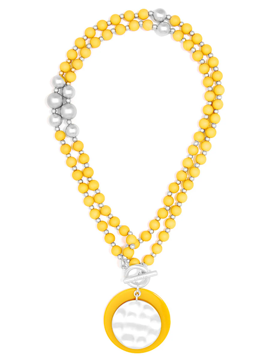 Resin And Matte Coin Beaded Long Necklace by ZENZII - Image 12