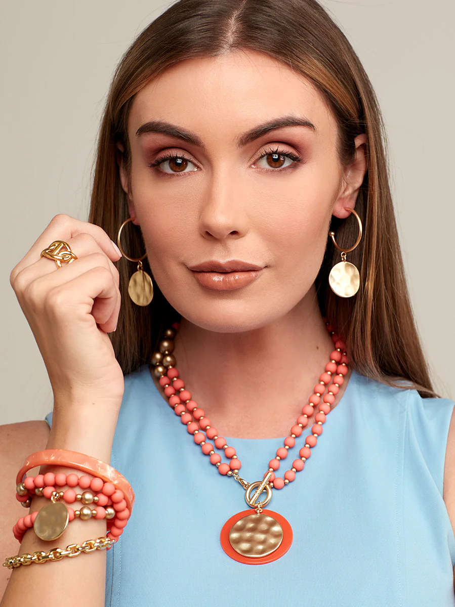 Resin And Matte Coin Beaded Long Necklace by ZENZII - Image 2