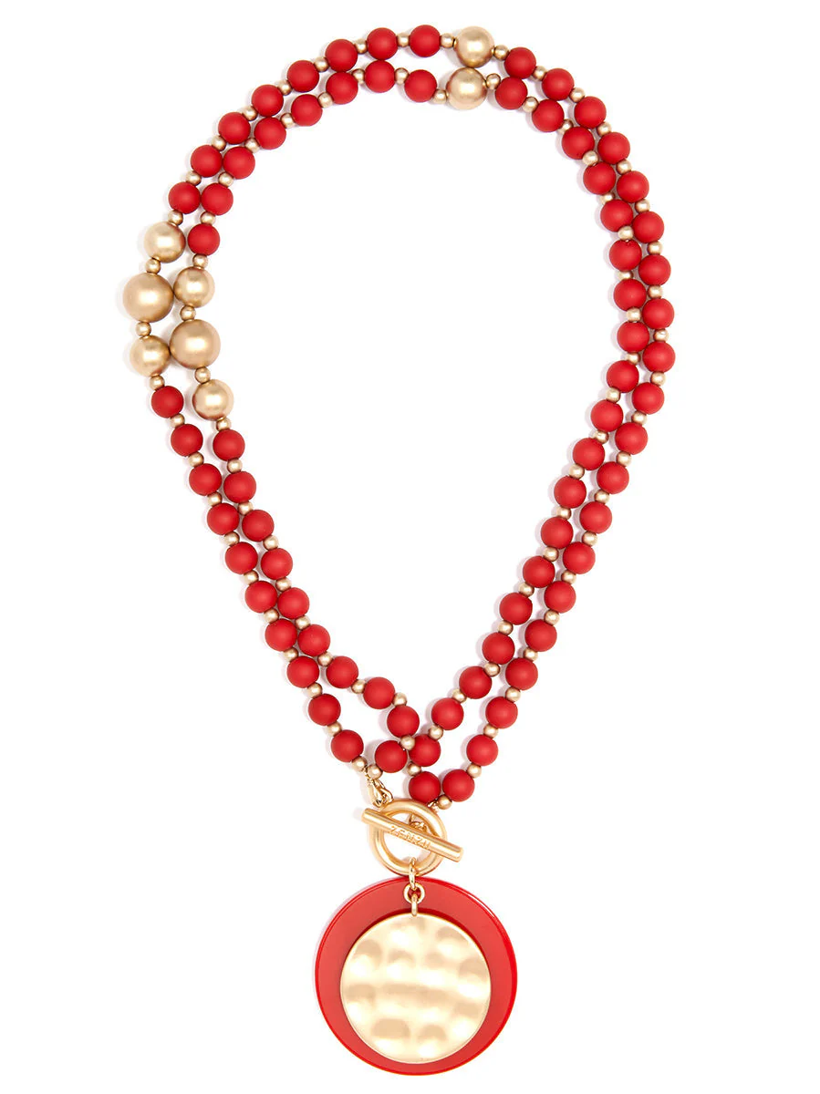 Resin And Matte Coin Beaded Long Necklace by ZENZII - Image 4