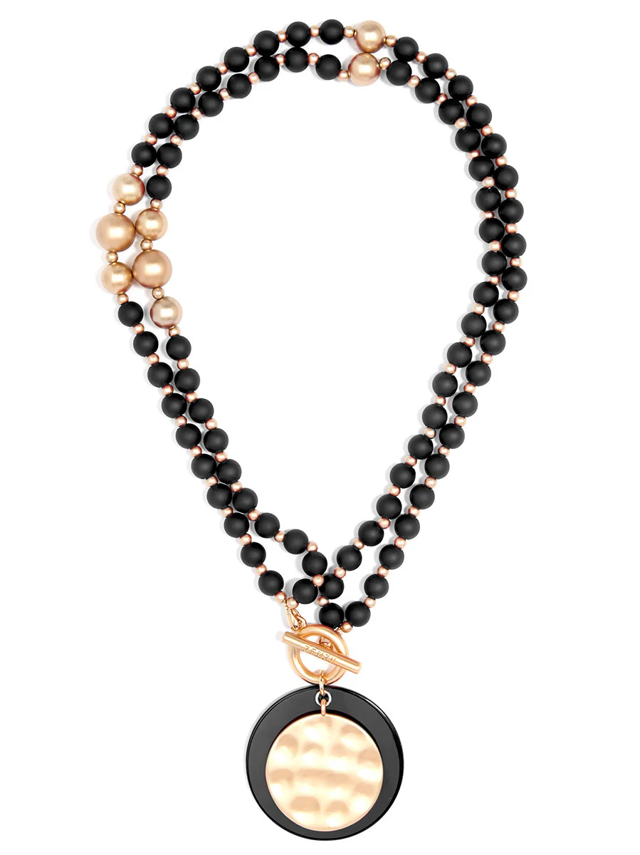 Resin And Matte Coin Beaded Long Necklace by ZENZII - Image 5