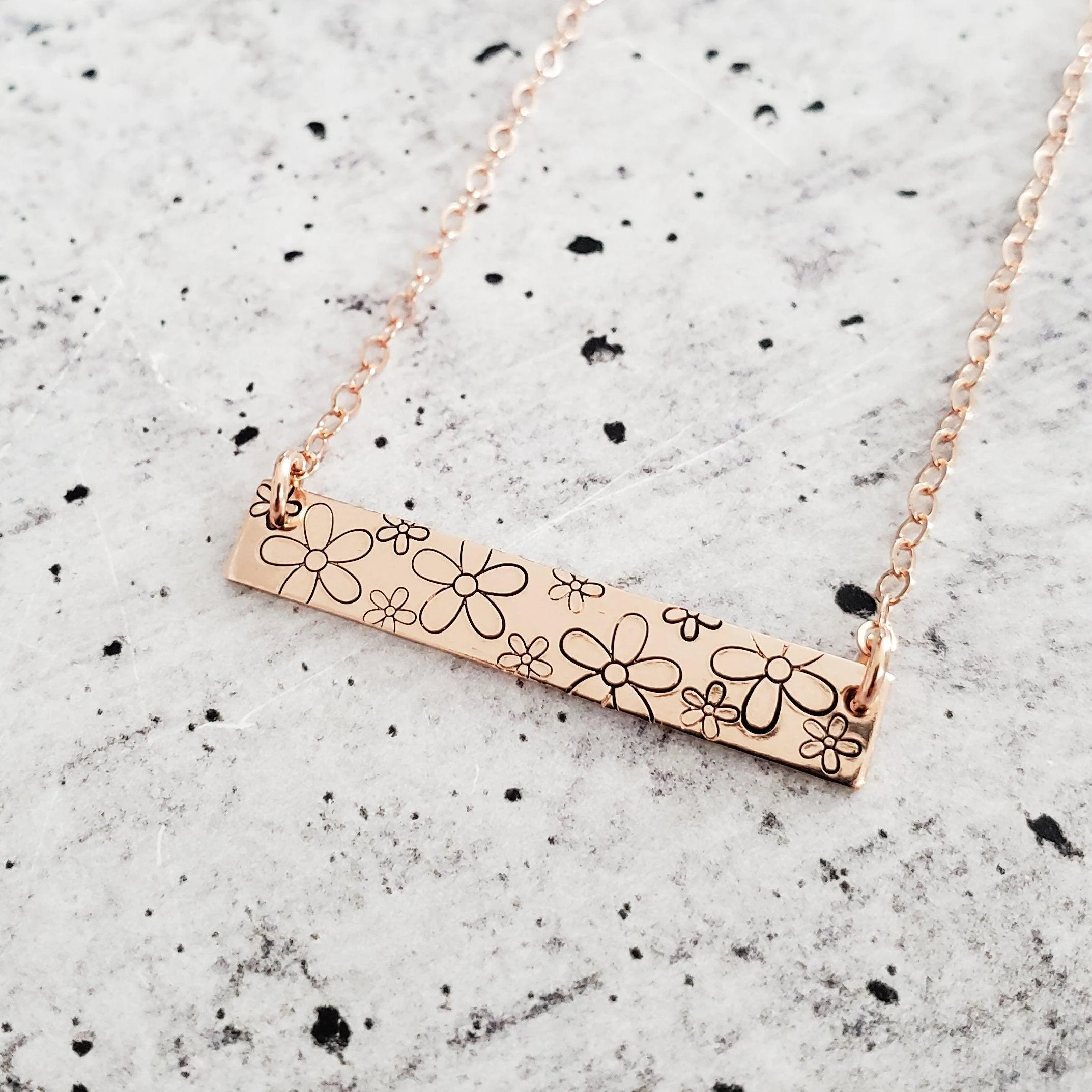 Retro Daisy Classic Bar Necklace by Salt and Sparkle - Image 2