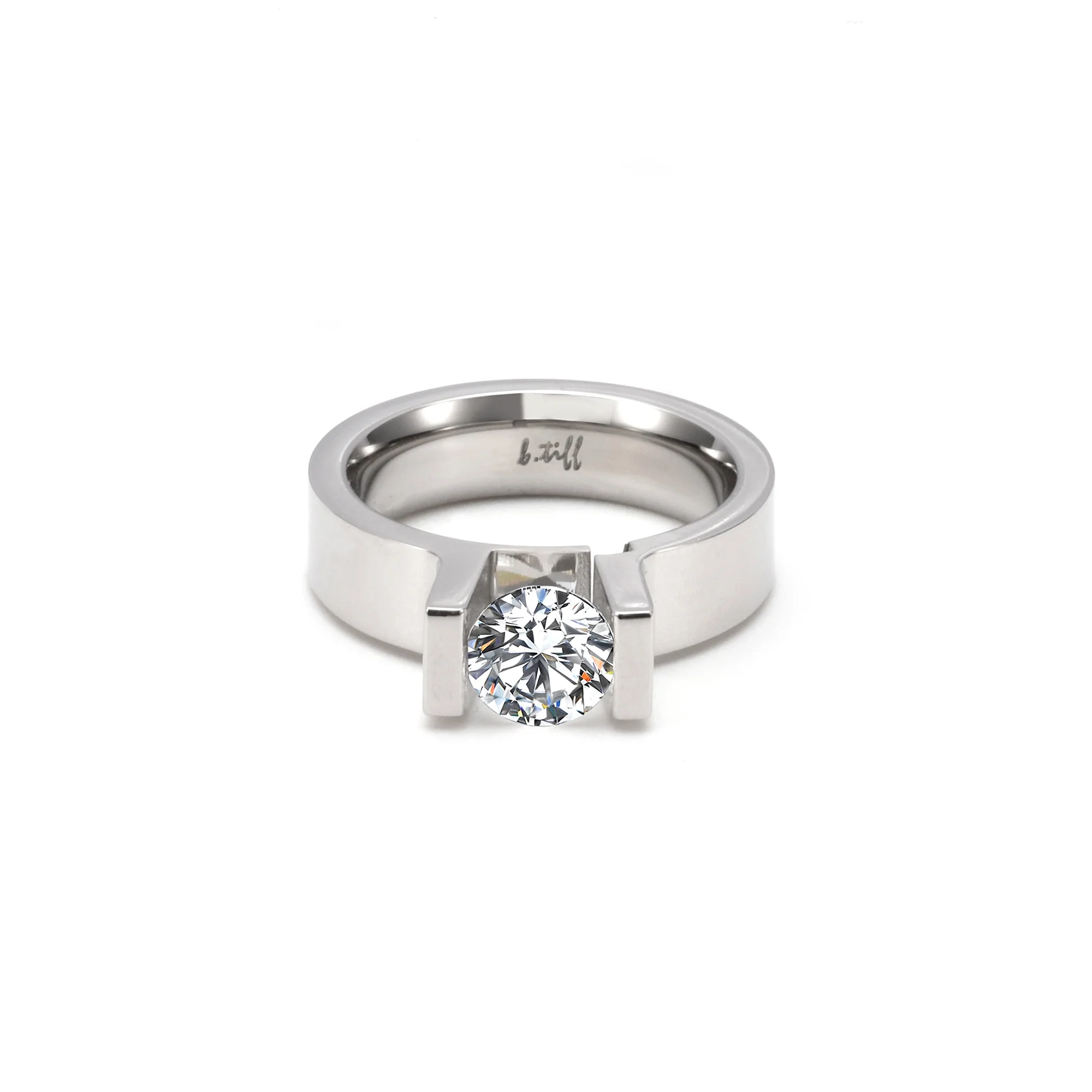 RG074W B.Tiff Tension 1 ct Round Solitaire Engagement Ring by B.Tiff New York - Image 2