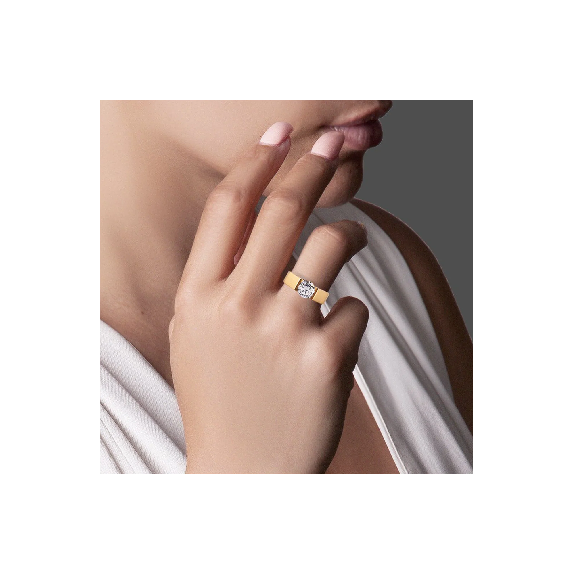 RG093MG B.Tiff 2 ct Moissanite Round Gold Solitaire Engagement Ring by B.Tiff New York - Image 3