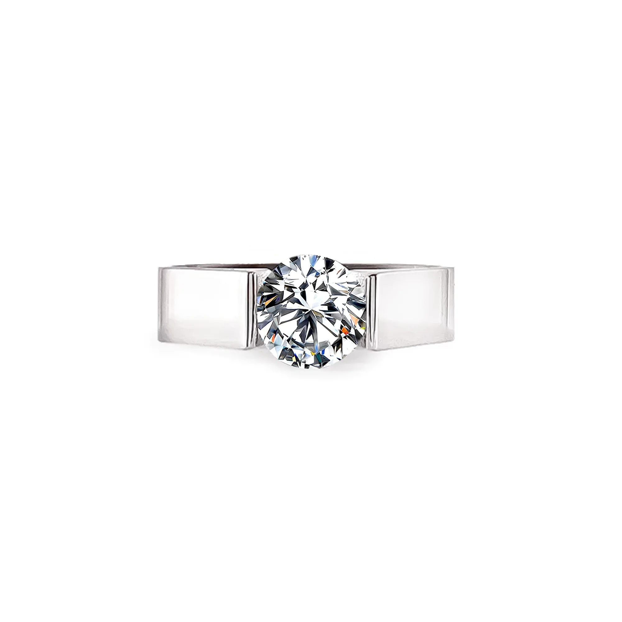RG093MW B.Tiff 2 ct Moissanite Round Solitaire Engagement Ring by B.Tiff New York - Image 2