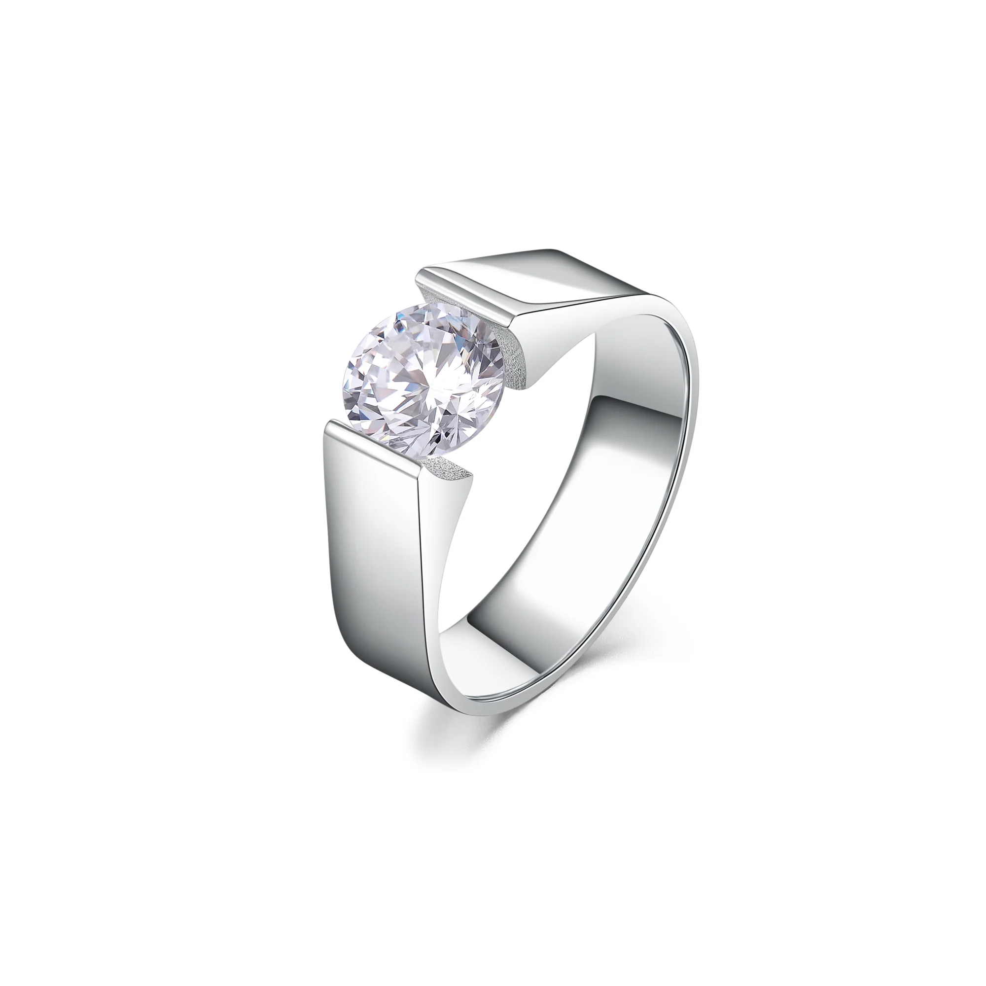 RG093MW B.Tiff 2 ct Moissanite Round Solitaire Engagement Ring by B.Tiff New York - Image 3
