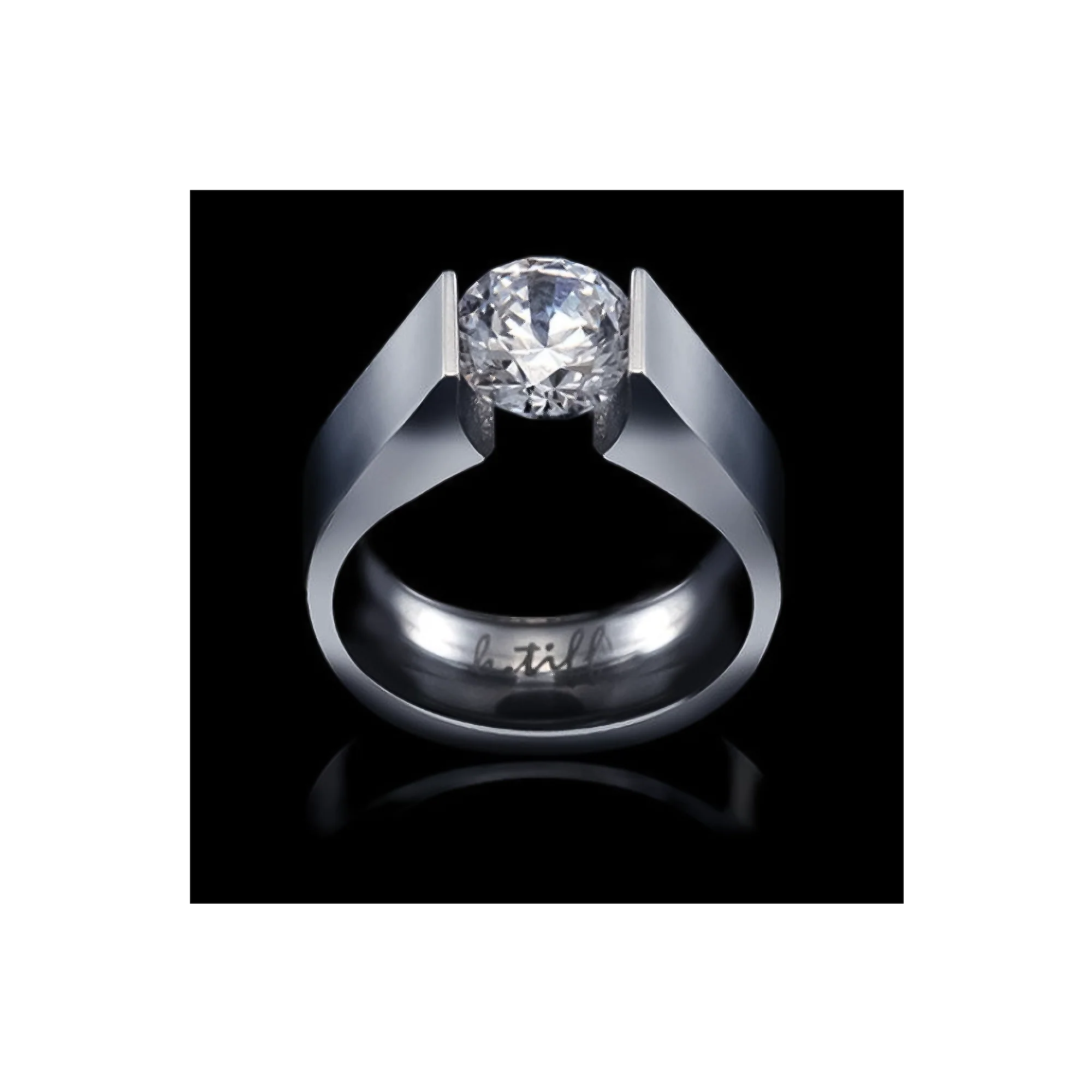 RG093MW B.Tiff 2 ct Moissanite Round Solitaire Engagement Ring by B.Tiff New York - Image 4