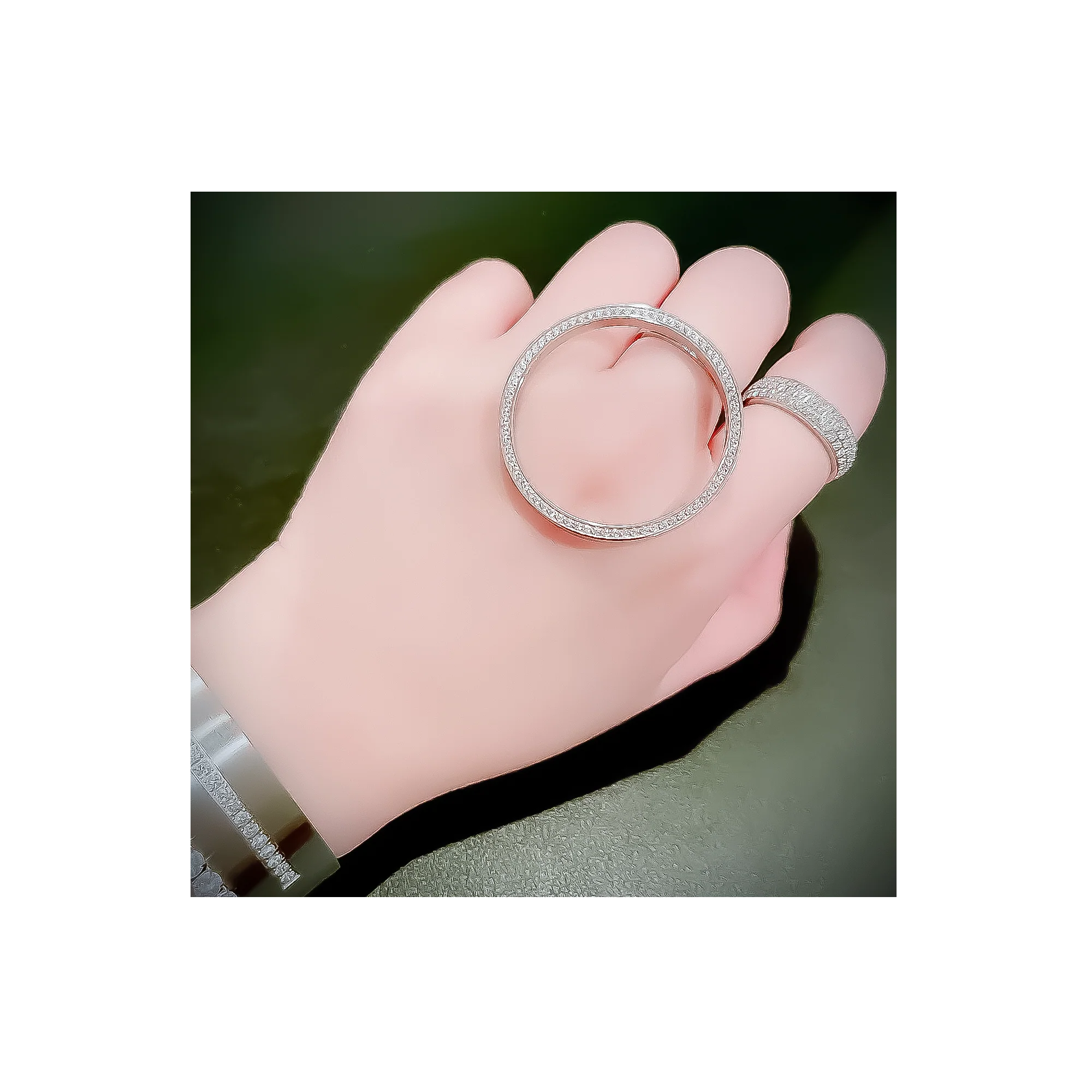 RG099W B.Tiff Pavé Hoop Ring  [Thin Band] by B.Tiff New York - Image 3