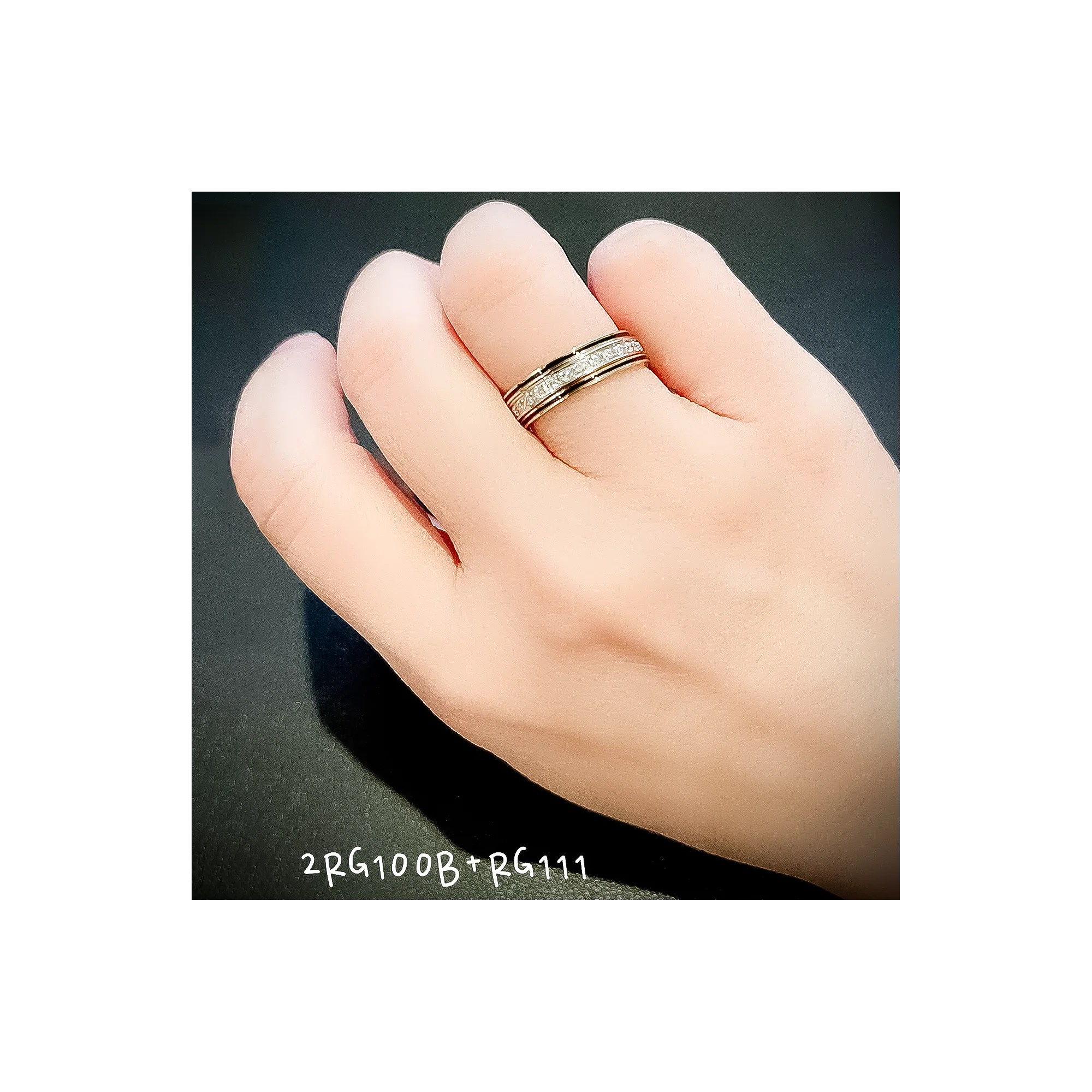 RG100GB B.Tiff "The Hamptons" Black Enamel Gold Ring 2-Pack [Thin Band] by B.Tiff New York - Image 3